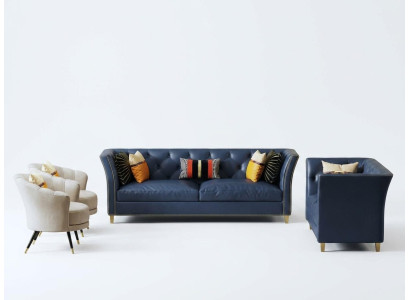 Moderne Chesterfield Sofagarnitur 3+2 Sitzer Stilvolle Couchen Ledermöbel