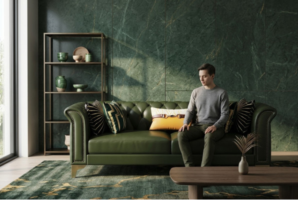 Klassische Dreisitzer Couch Möbel Polster Sofa 3 Sitzer Leder Couchen