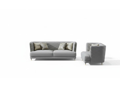 Graue Sofagarnitur 3+2 Sitzer Moderne Polstergarnitur Wohnzimmer Sofas