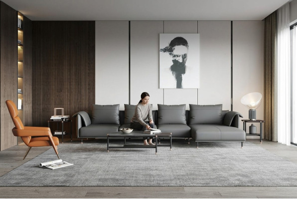 Ecksofa Garnitur Couch Grau Leder L Form Sofa Couchen Design Polster
