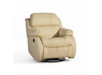 Sessel Echtes Dreh Beige Sitz Fernseh Lounge Club Einzelsessel Möbel Polster Neu
