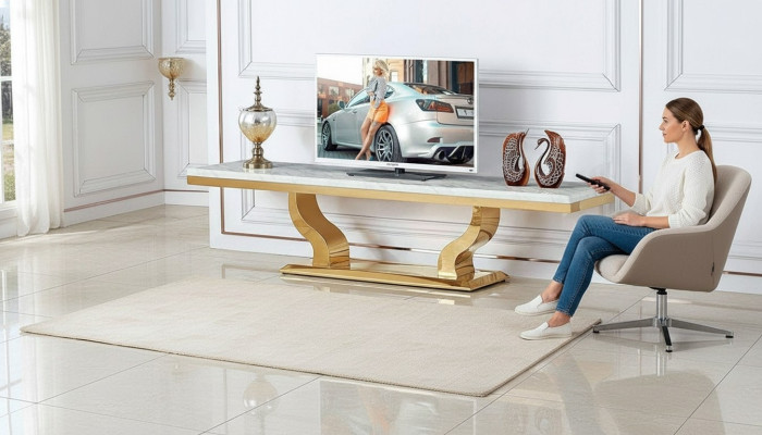 Modernes Sideboard tv Regal Edelstahl Kommode Board Neu Konsolen