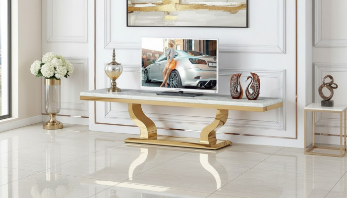 Modernes Sideboard tv Regal Edelstahl Kommode Board Neu Konsolen