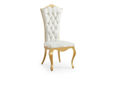 Luxus Lehnstuhl Stühle Design Möbel Esszimmer Edelstahl Weiß Edelstahl