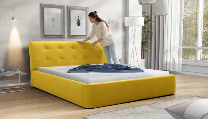 Klassisches Bettgestell Polster Bett Hotel Leder Textil Betten Stoff 180x200cm