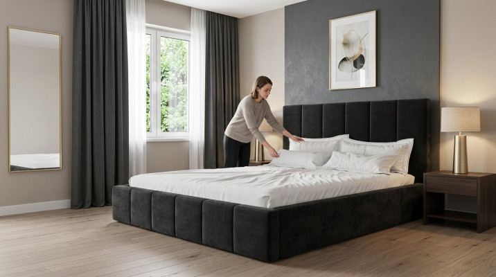 Doppelbett Luxus Samt Textil Bett Doppel Schlafzimmer Design 160x200cm