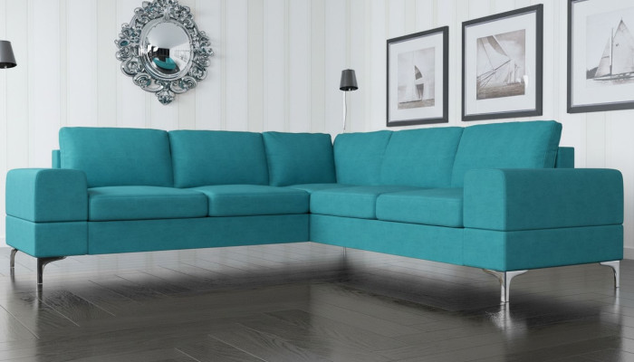 Couch Ecksofa Textil Wohnzimmer Design Modern L-Form Türkis Möbel Luxus Sofas