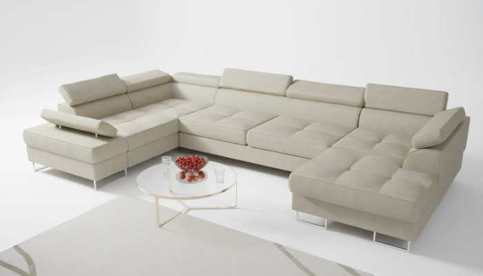 Textil Sofa Ecksofa Sofa Couch Polster Wohnlandschaft Leder Sofas Couchen U Form
