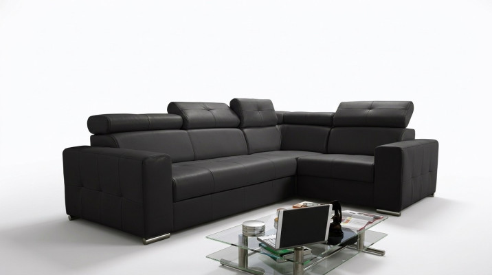 Ecksofa Couch Polsterung Wohnzimmer Leder L-Form Neu Modern Schwarz Design Sofas
