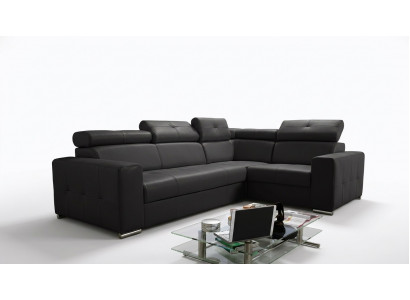 Ecksofa Couch Polsterung Wohnzimmer Leder L-Form Neu Modern Schwarz Design Sofas