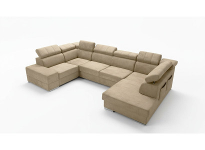 Ecksofa U-Form Sofa Couch Textil Sofas Design Wohnlandschaft Bettfunktion Stoff