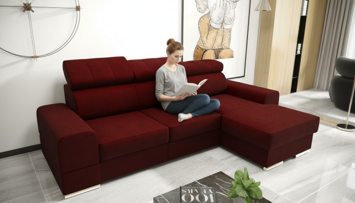 Wohnlandschaft Bettfunktion Stoff Ecksofa L-Form Sofa Couch Design Textil Sofas