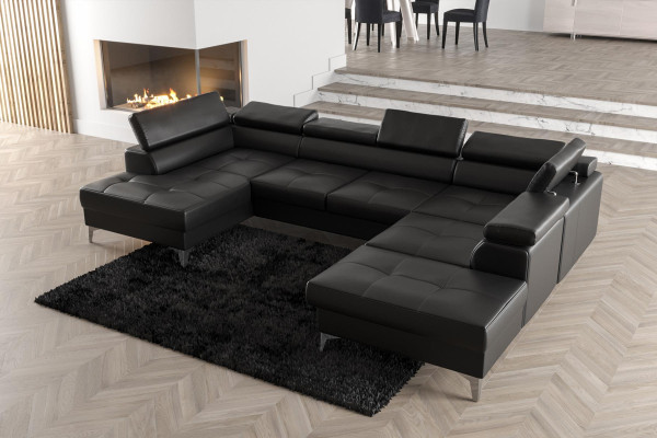 Modernes Design Polsterung Couch Wohnzimmer Ecksofa U-Form Stoff Holz Neu