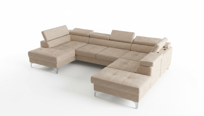 Modernes Design Polsterung Couch Wohnzimmer Ecksofa U-Form Stoff Holz Neu