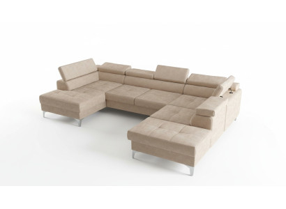 Modernes Design Polsterung Couch Wohnzimmer Ecksofa U-Form Stoff Holz Neu