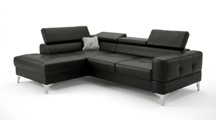 L-Form Möbel Design Schwarz Leder Holz Neu Modern Luxus Italien Ecksofa Couchen