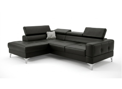 L-Form Möbel Design Schwarz Leder Holz Neu Modern Luxus Italien Ecksofa Couchen