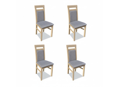 Gruppe Stühle Garnitur Textil Stoff Holz Gepolsterte Esszimmer Stühle 4x Stuhl