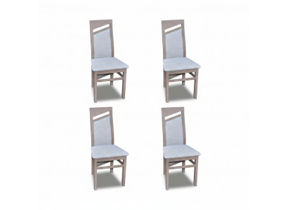 Designer Holz Textil Polster Stühle Gastro Esszimmer Stoff Set 4x Sessel Stuhl