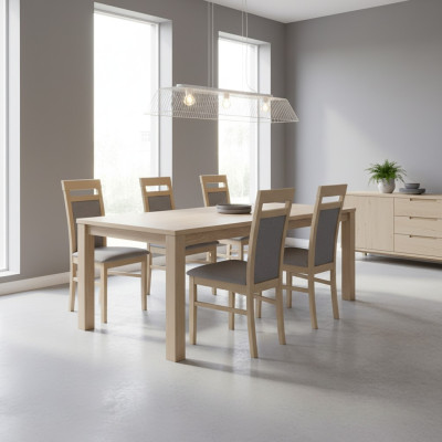 Garnitur Holz Lehn Polster Stühle Esszimmer Textil Set 6x Sessel Stuhl Gruppe