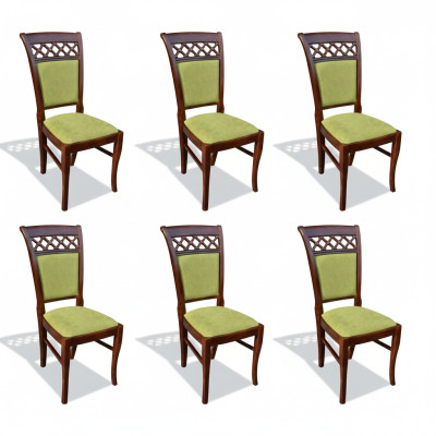 Esszimmer Stühle Holz Design Sessel Polster Set 6x Stühle Stuhl Textil Gruppen