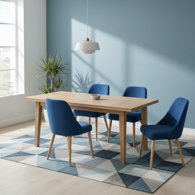 Elegant Modern Stuhl Holz Ess Zimmer Möbel Set 4x Stuhl Luxus Neu Blau Neu
