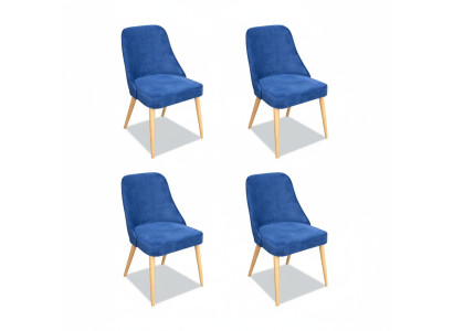 Elegant Modern Stuhl Holz Ess Zimmer Möbel Set 4x Stuhl Luxus Neu Blau Neu