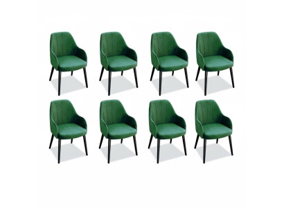 Esszimmer Stühle Stoff Set 8x Sessel Stuhl Designer Holz Textil Polster Stühle