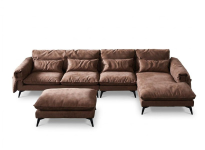 Wohnlandschaft L-Form Modern Braun Design Sofas Ecksofa Polsterung