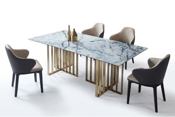 Design Tisch Edelstahl Büro Konferenz Esszimmer Wohnzimmer Marmor Farbe Möbel