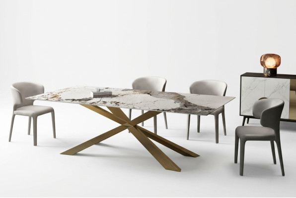 Design Wohn Tische Ess Zimmer 180x90cm Möbel Tisch Esstisch Edelstahl x beine