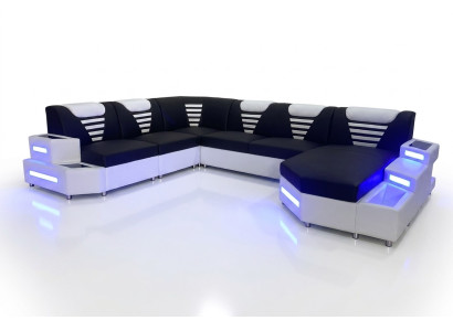 Design Modern Sofa Couch Ecksofa U-Form Ledercouch Wohnlandschaft Ecksofa