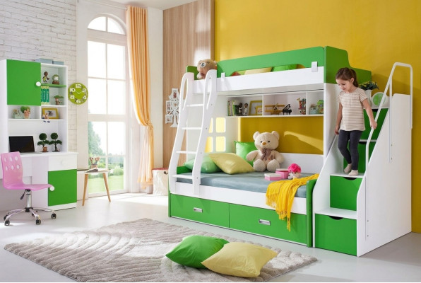 Jugendbett Schreibtisch Schrank Grün NEU Jugendzimmer Kinderzimmer komplett Set