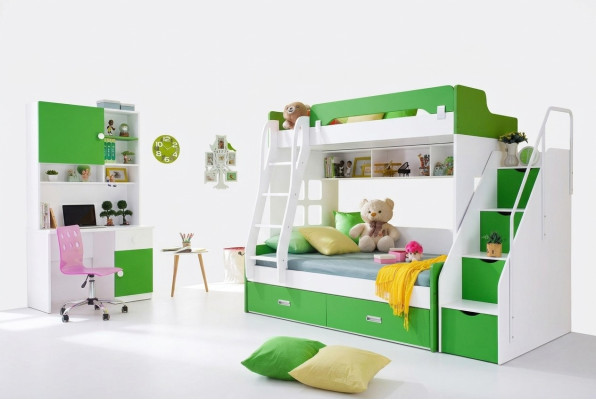 Jugendbett Schreibtisch Schrank Grün NEU Jugendzimmer Kinderzimmer komplett Set