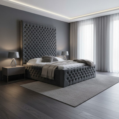 Designer Modern Chesterfield-Bett in modernem Luxusstil mit hohem Kopfteil