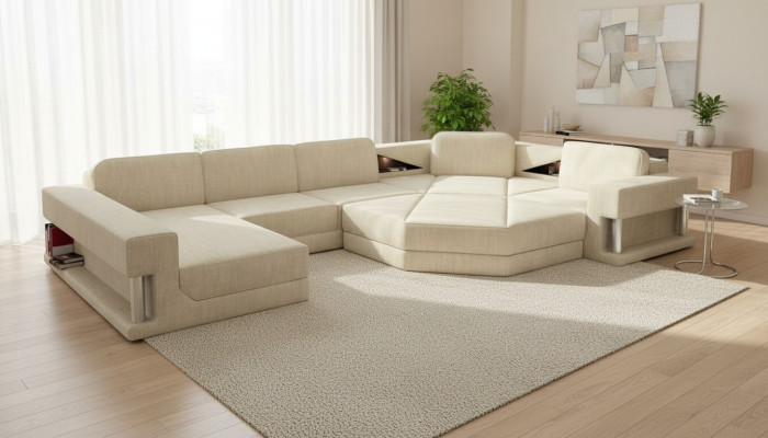 Design Ecksofa Stoff Moderne Sofas U-Form Wohnlandschaft Polsterecke Möbel Neu