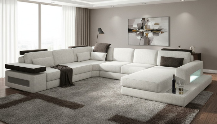 Textilsofa Couch Wohnlandschaft U-Form Design Modern Sofa Eck Sofas Design