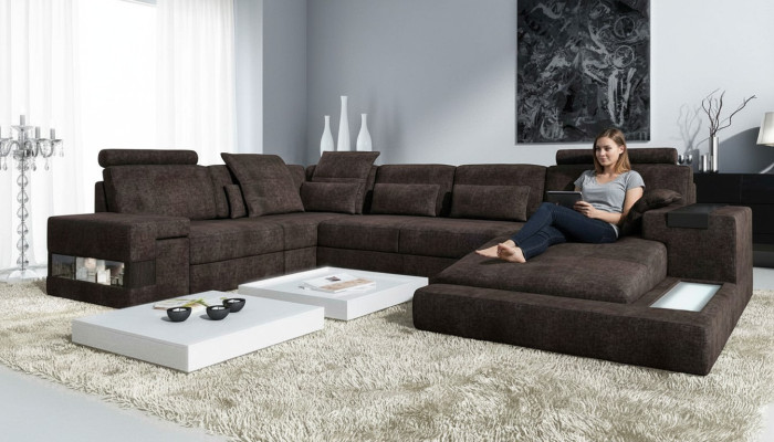 Textilsofa Ecksofa U Form Modernes Sofa Ledersofa Ecksofa Polster Wohnlandschaft