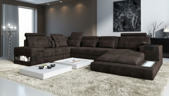 Textilsofa Ecksofa U Form Modernes Sofa Ledersofa Ecksofa Polster Wohnlandschaft