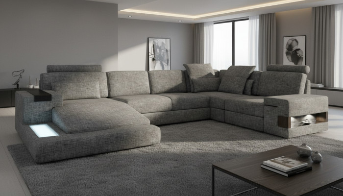 Ecksofa U-Form Design Modern Sofa Couchen Textilsofa Couch Wohnlandschaft Neu