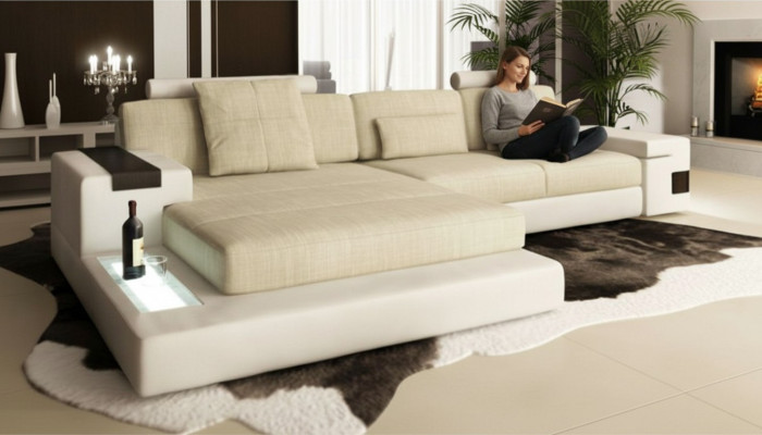L-form Bettfunktion Couch Leder Sofas Couchen Schlaf Sofa Design Ecksofa