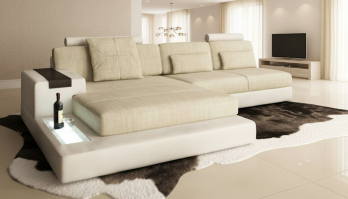 L-form Bettfunktion Couch Leder Sofas Couchen Schlaf Sofa Design Ecksofa