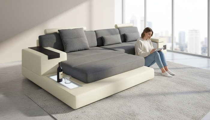 Luxus Sofa Couch Ecke Polstermöbel Wohnzimmer L-Form Modern Design Textil Stoff