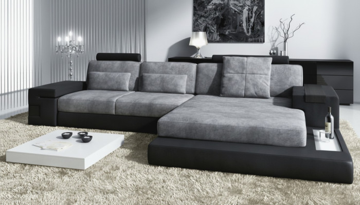 Ecksofa Wohnzimmer L-Form Polster Sofa Leder Design NEU Modern