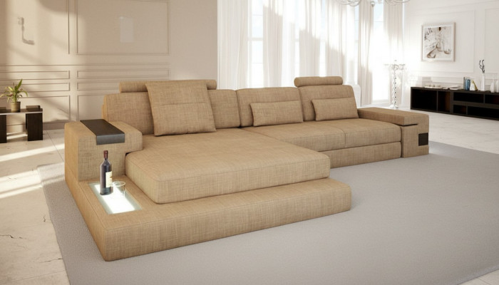Design Modern Sofa Stoff Braun Ecksofa L Form Couch Wohnlandschaft Sofa Eck Neu
