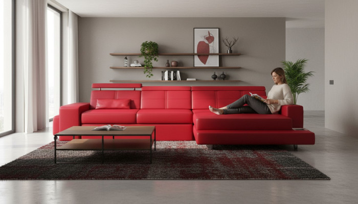 Möbel Ecksofa Leder Sofa Couch Polster Eck Sitz Wohnlandschaft L-Form Neu