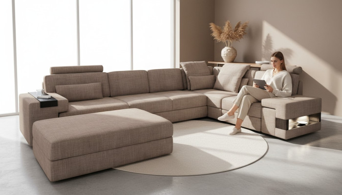 Wohnlandschaft Ecksofa L-Form Sofa Set Design Couch Textil Modern Polster Neu
