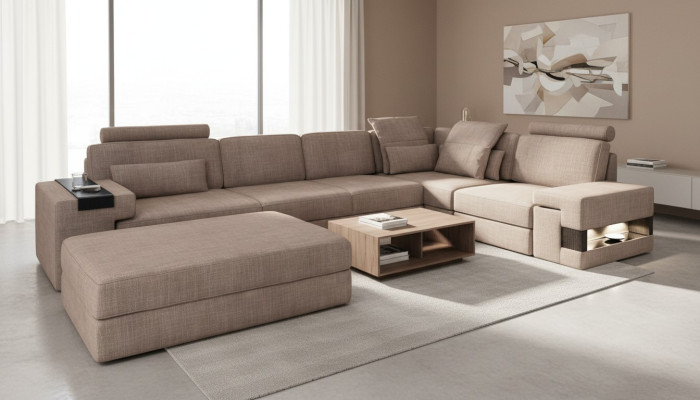 Wohnlandschaft Ecksofa L-Form Sofa Set Design Couch Textil Modern Polster Neu