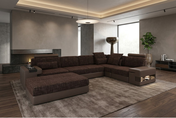 Polster Set Wohnzimmer L-Form Modern Designer Sofa Couch Ecke mit Hocker Möbel