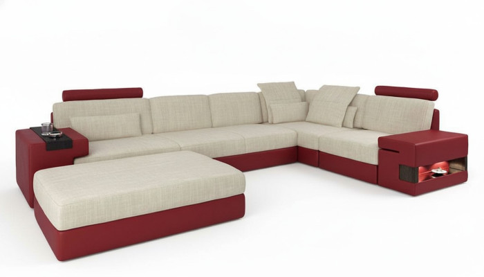 Moderne Sofa Ecke Set L-Form gepolsterte Sofas Couchen Couch Hocker Living Möbel